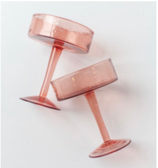 Hand Blown Recycled Glass Coupe-Blush Set/2