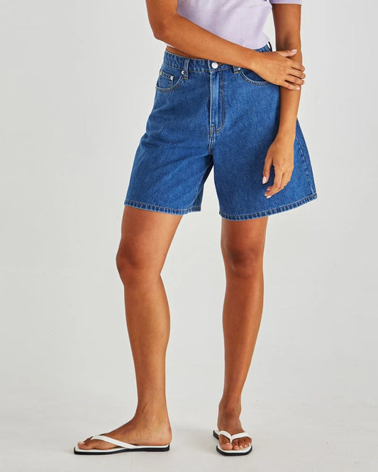 SABINE DENIM SHORTS - MID BLUE WASH