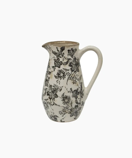 Black Floral Jug Tall