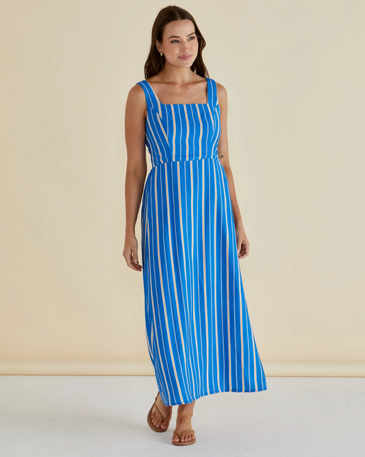 Tegan Midi Dress - Blue Stripe