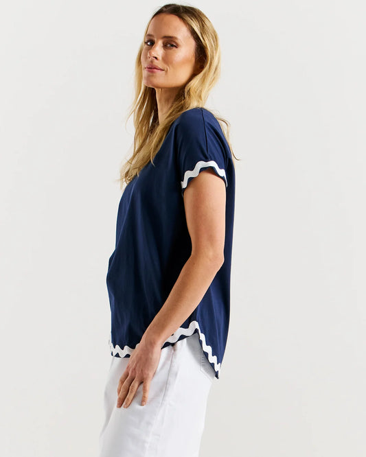 Sunny Tee - Navy/White Ric Rac