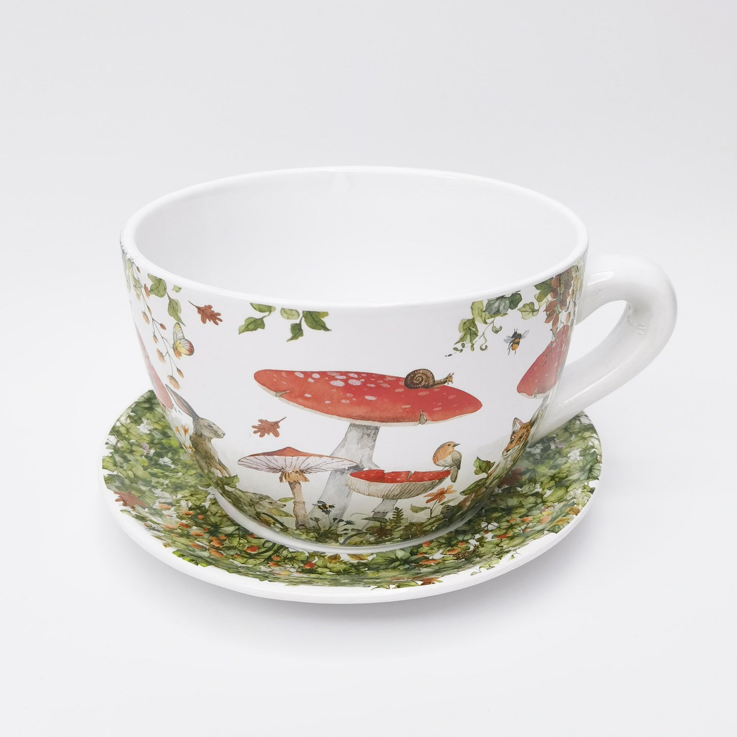 Enchanted Garden Tea Cup Planter Red