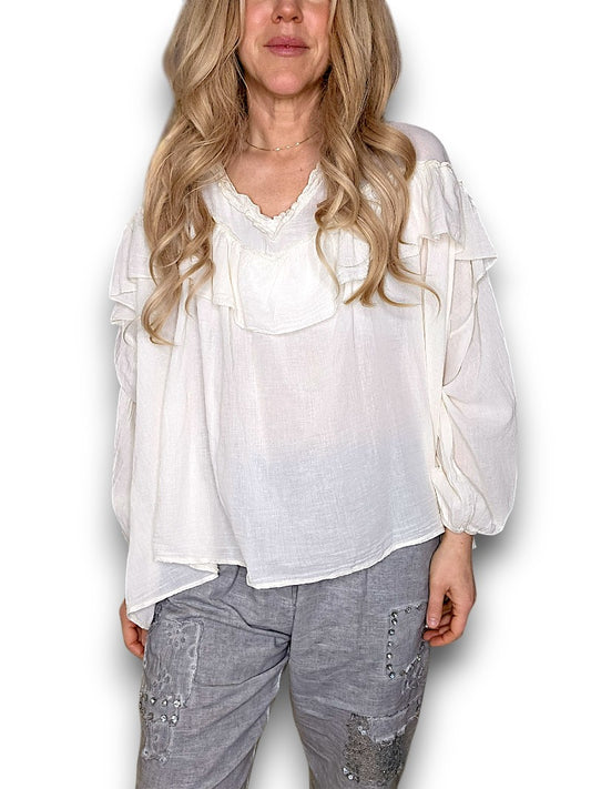 VANILLA FRILL BALLOON SL TUNIC