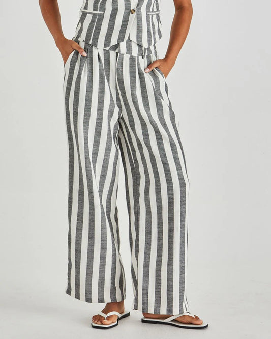 NEVADA PANT - CREAM BLACK STRIPE