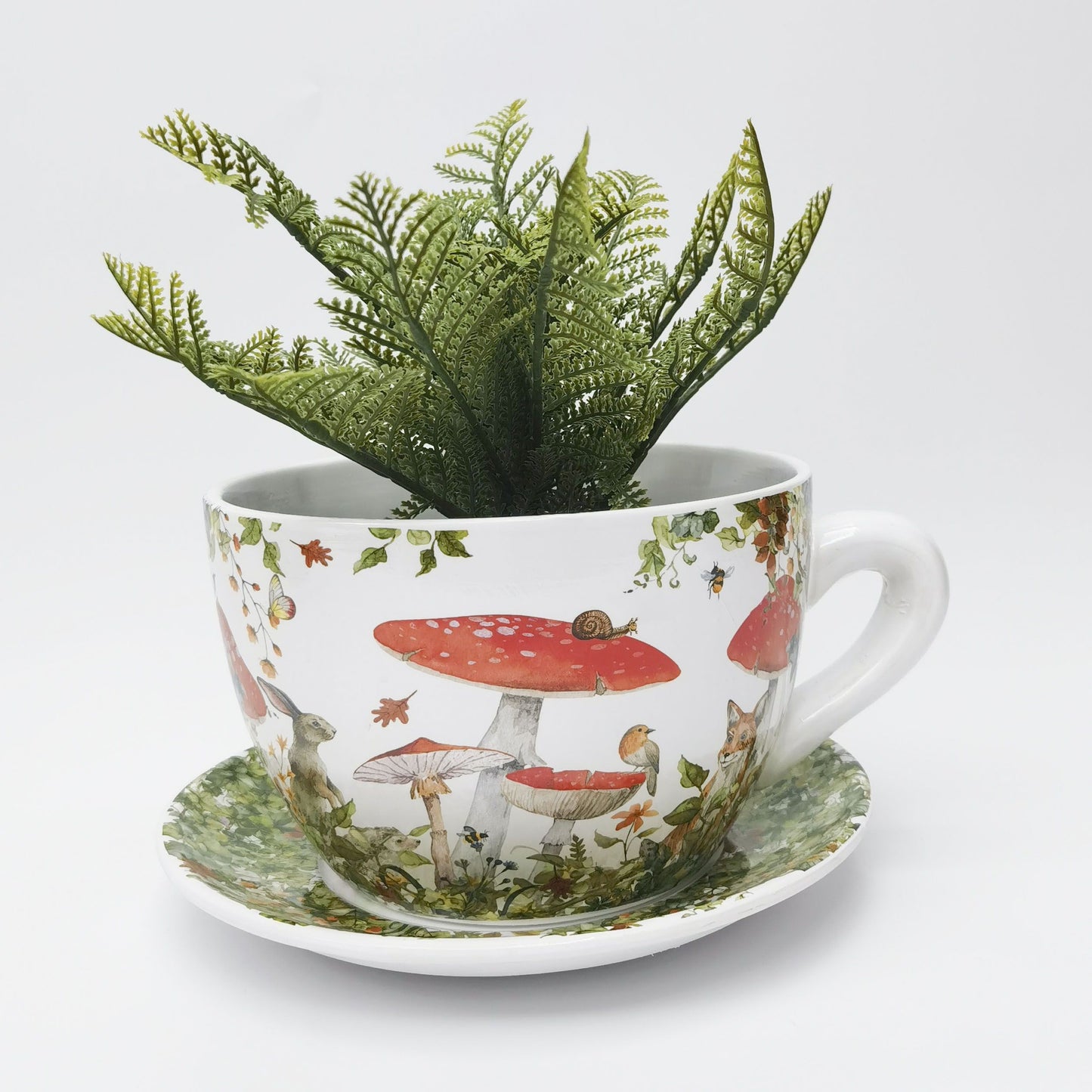 Enchanted Garden Tea Cup Planter Red