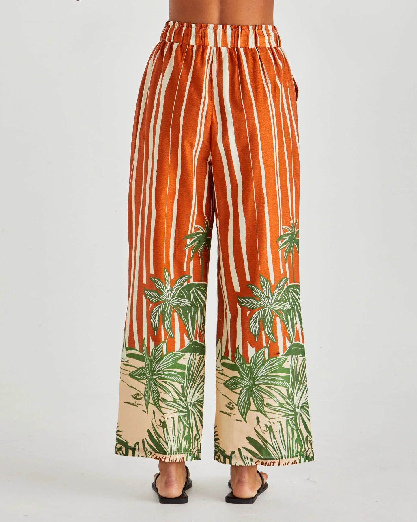 MINA ELASTICATED PANT - PALM STRIPE