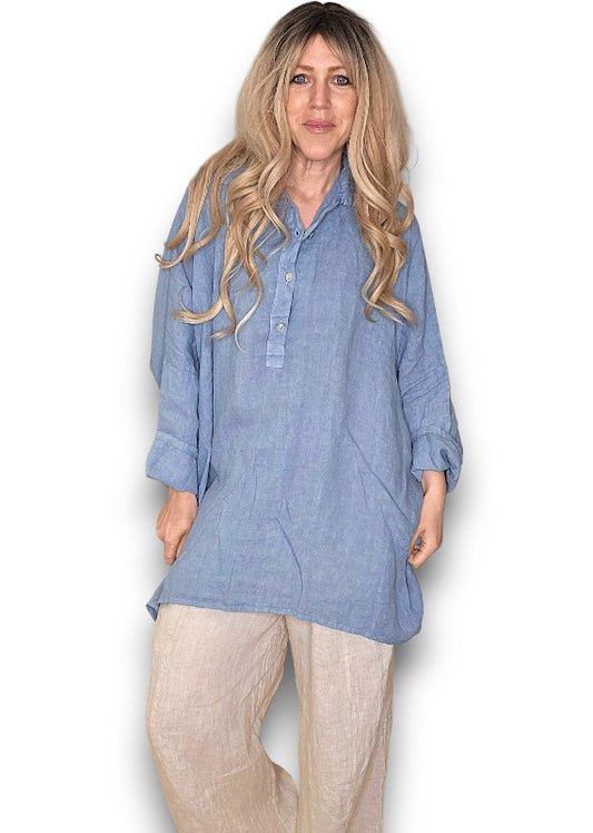 PETROL COASTAL TUNIC SHIRT