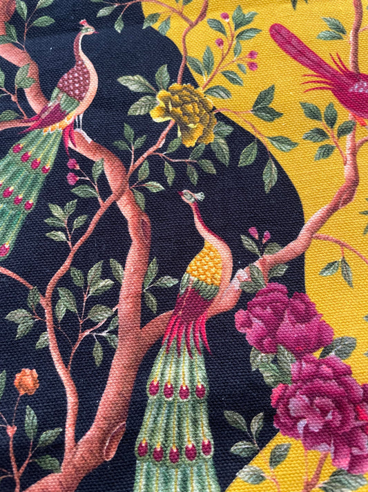 Peacock Cotton Tote-Mustard