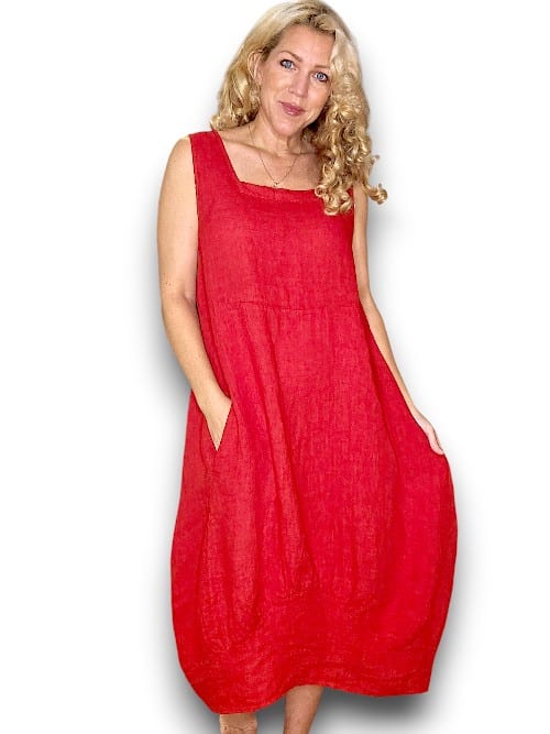 RED PLAIN MAXI TANK DRESS