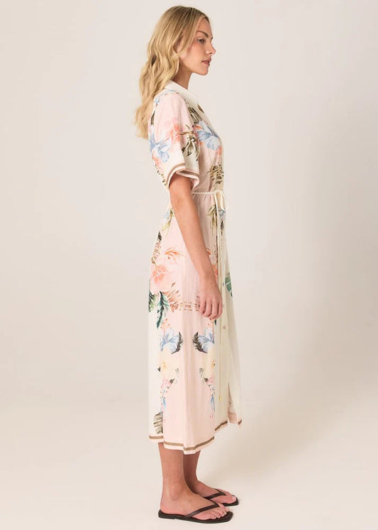 Solara Placement Print Shirt Dress - Pink Print