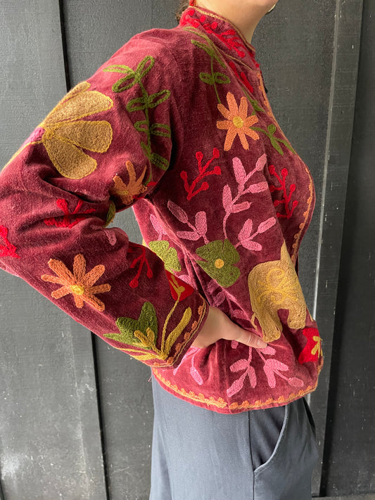 Velvet Jacket- Plum Elephant