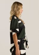 Tarni Satin Shirt - Iris Abstract Print