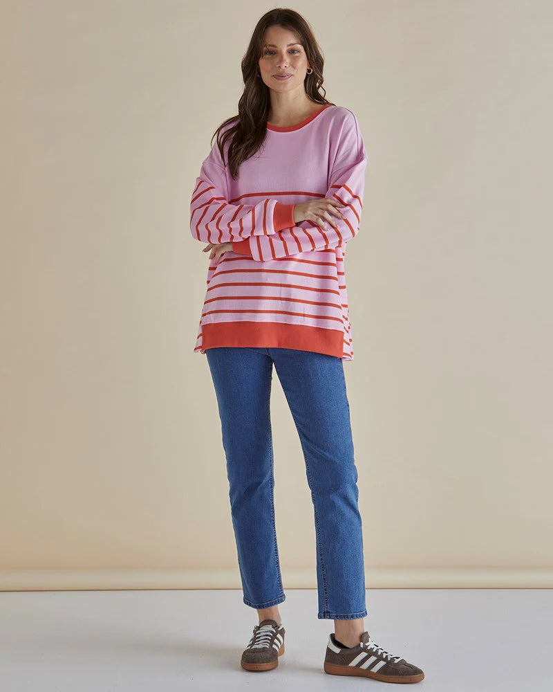 Easy Crew Sweat - Pink/Orange Stripe