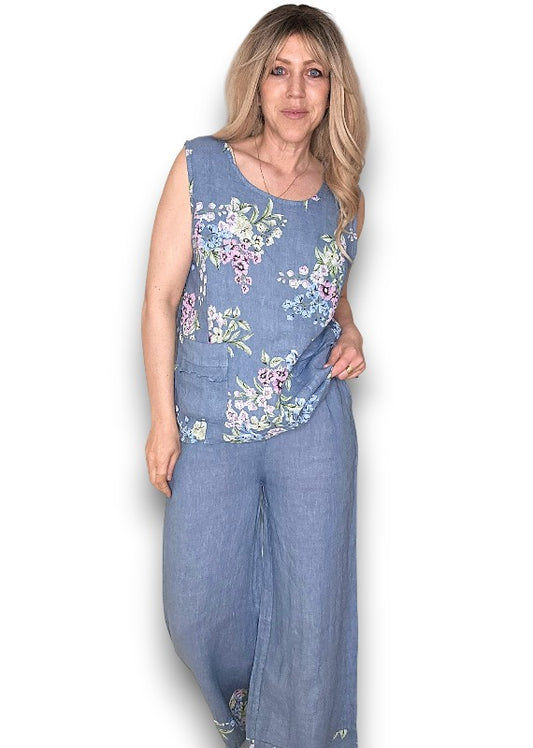 PETROL ROSIE LINEN TANK TOP