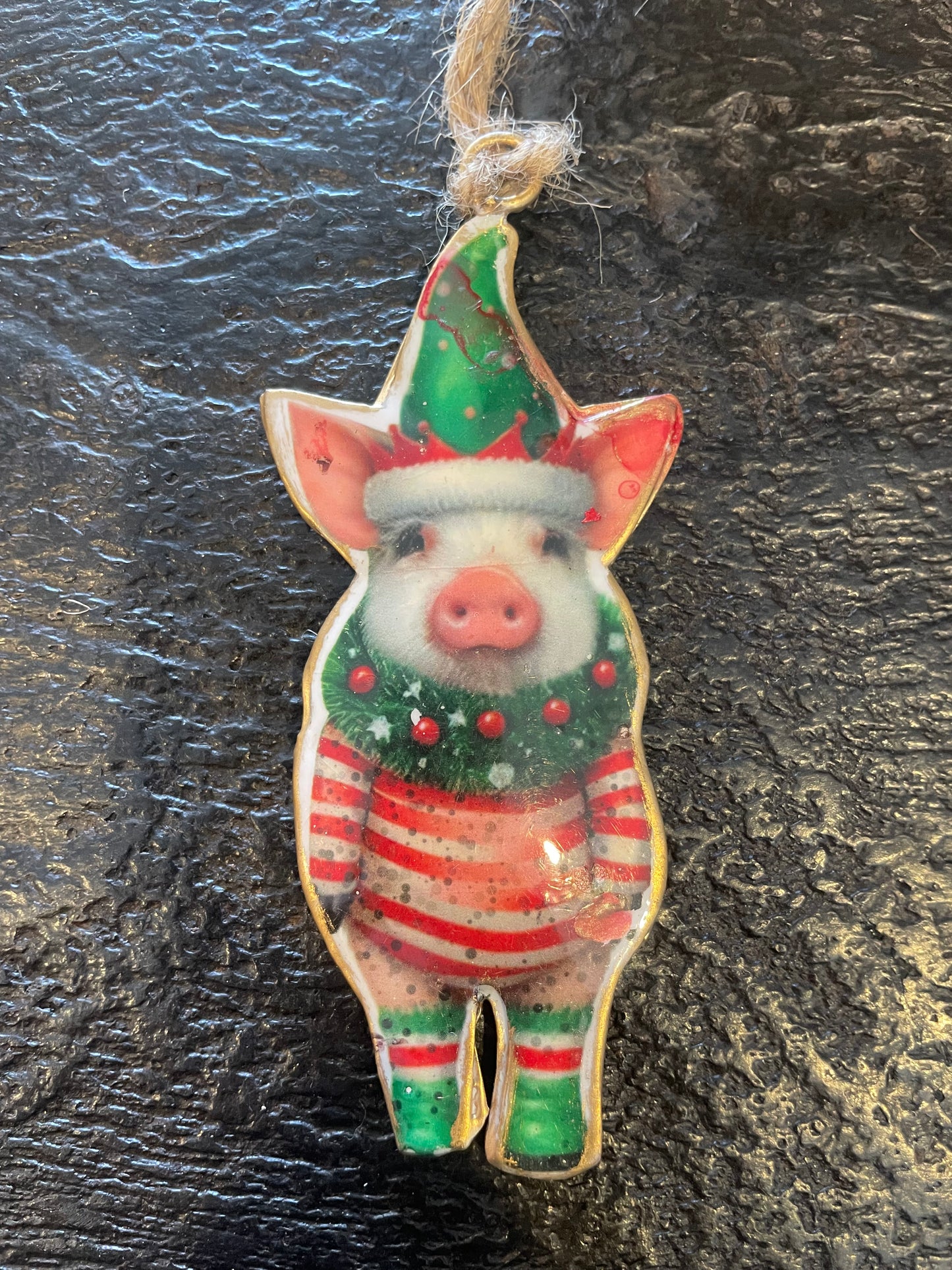 Hanging Christmas Pig Decoration