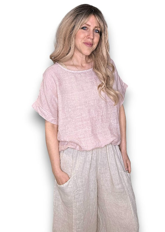 BABY PINK SPLIT BACK RIVER TEE