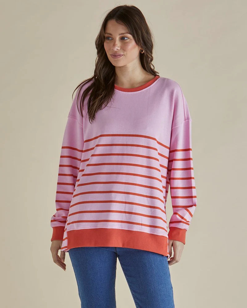 Easy Crew Sweat - Pink/Orange Stripe
