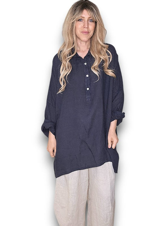 NAVY COASTAL TUNIC SHIRT