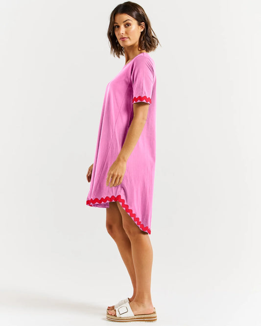 Nyree Dress - Red/Pink Ric Rac