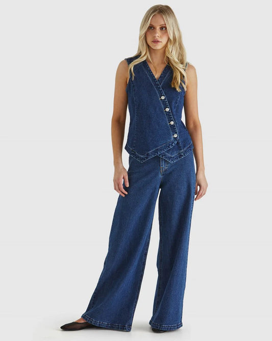 MARZA DENIM VEST - 78 WASH