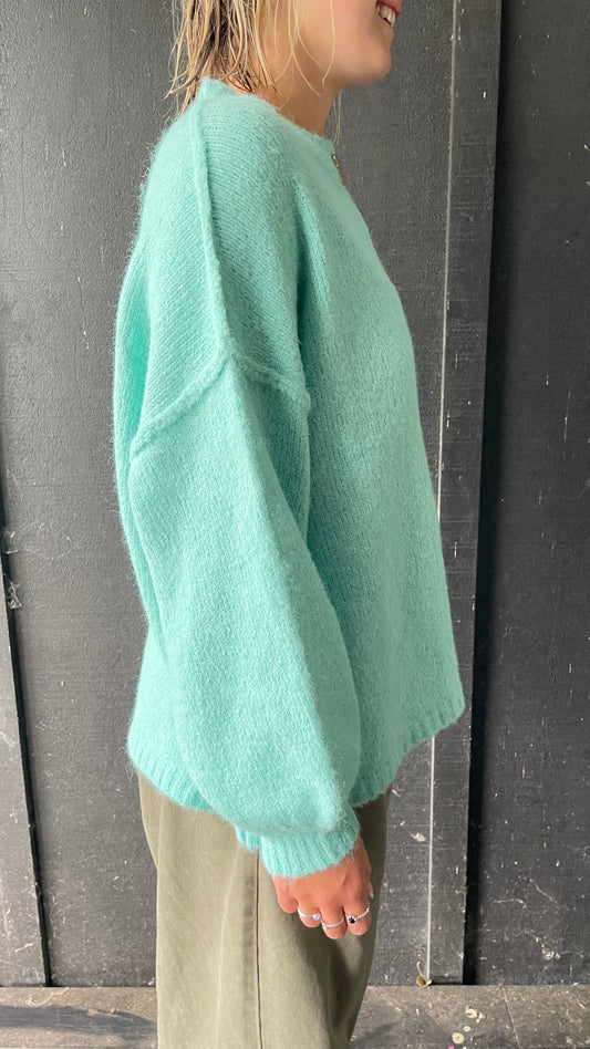 Teal Gold Heart Knit Cardigan