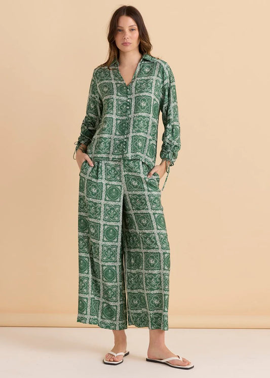 Belinda Blouse - Floral Tile Print