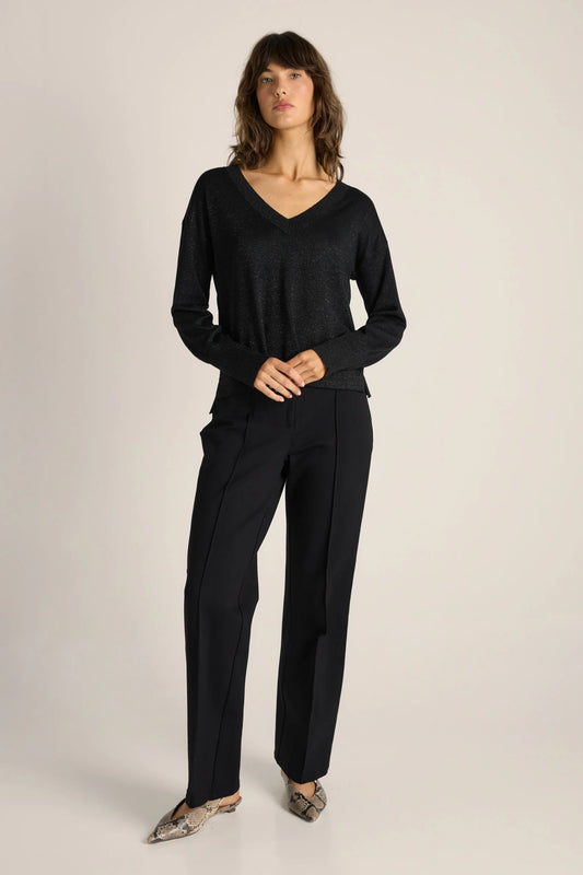 Oriane Sparkle V-Neck Knit - Black