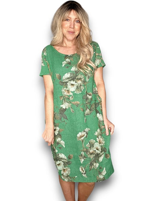 GREEN TRUMPET JUNGLE DRESS