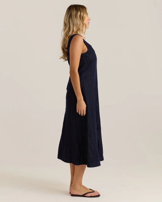 AINSLEY DRESS - DARK RINSE WASH