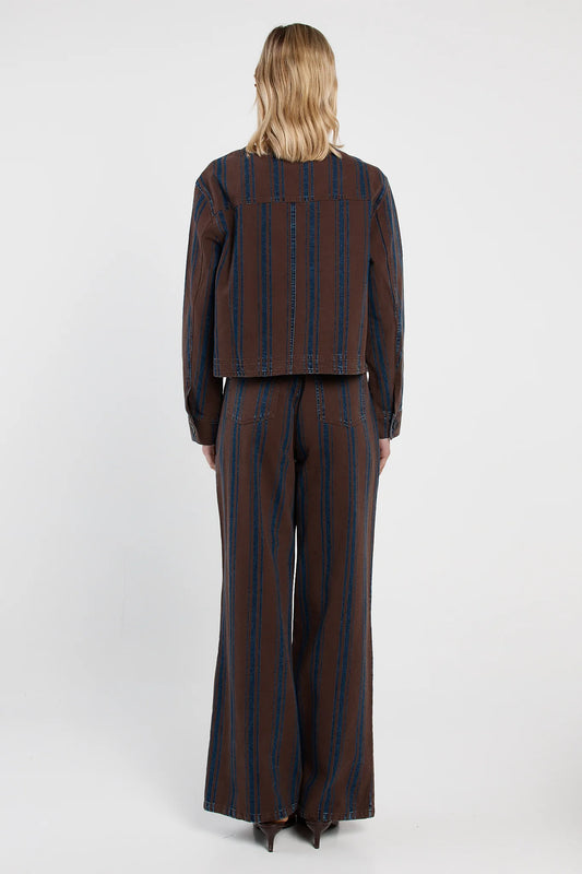 Maja Stripe Denim Jacket - Choc/Rinse