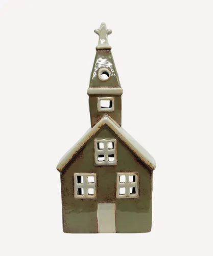 Alsace Tealight Church Olive Green