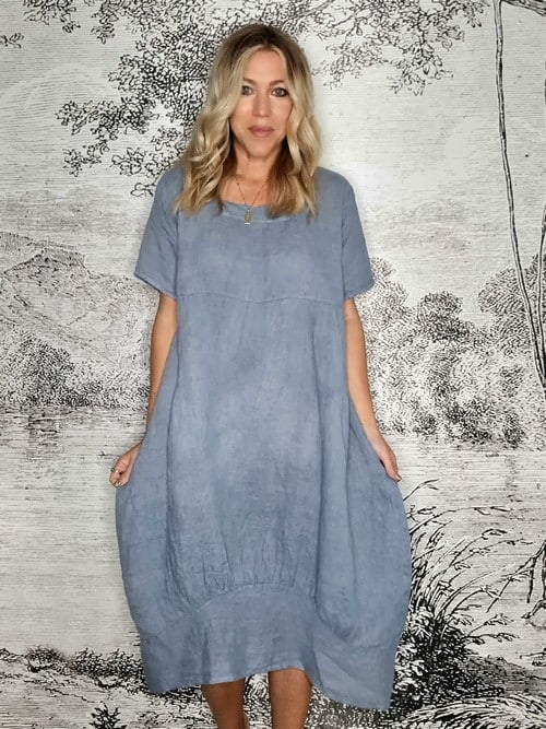 PETROL PLAIN MID SLEEVE MAXI DRESS