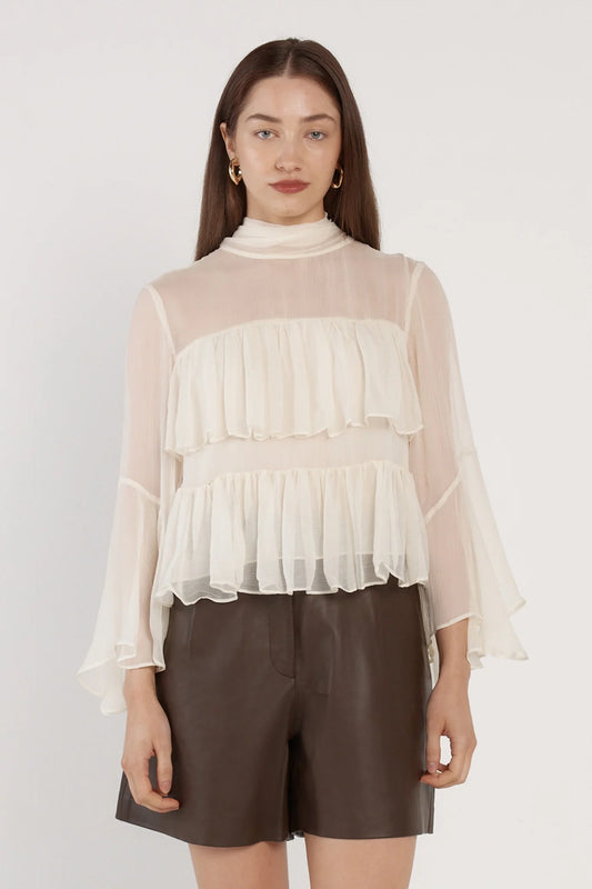 Sienna Ruffle Blouse - Cream