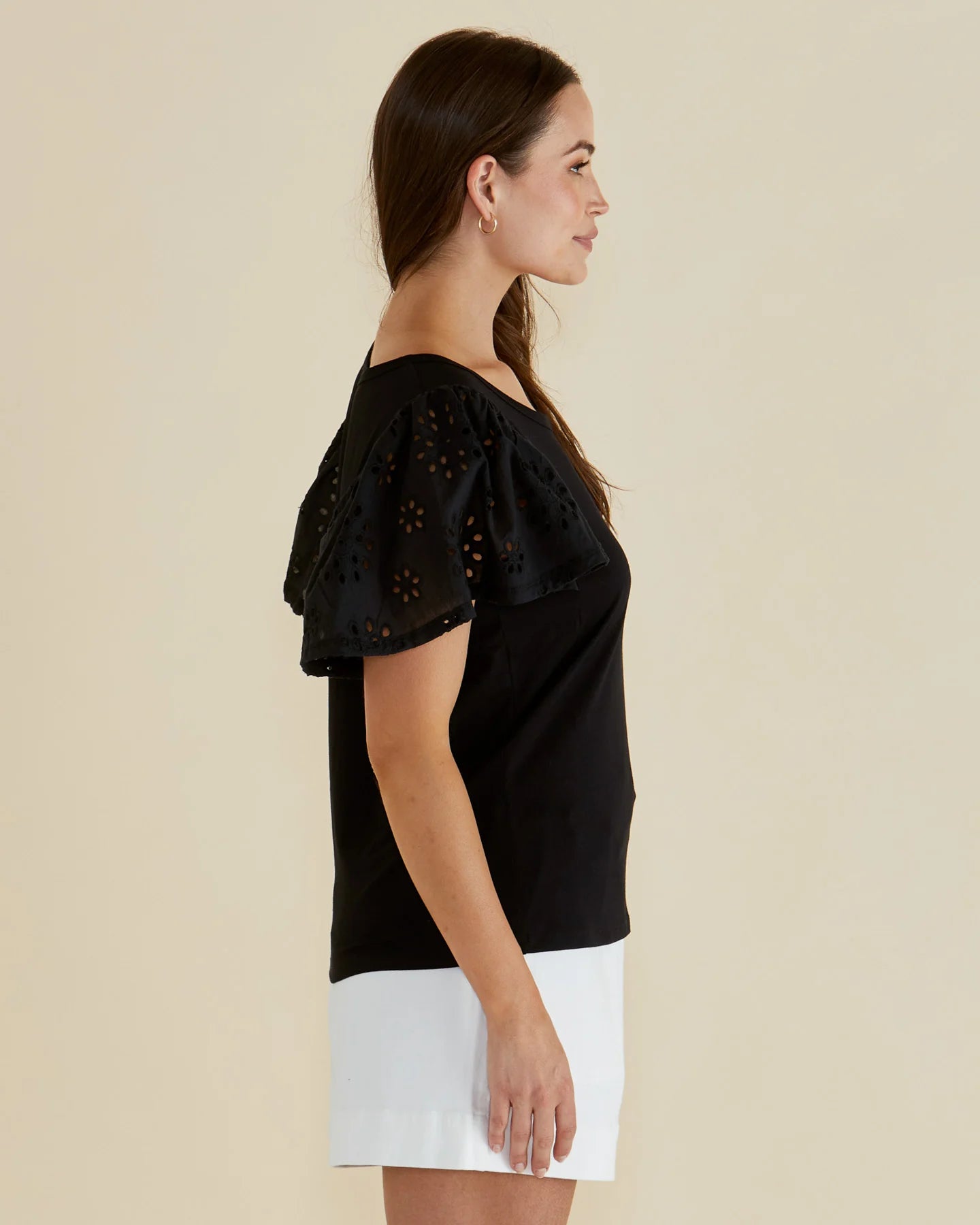 Lottie Embroidered Tee - Black