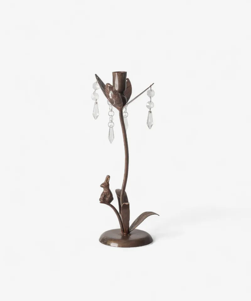 Rabbit & Crystal Candleholder Tall