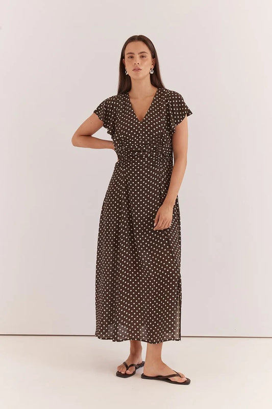 Elba Ruched Waist Dress - Polka Dot