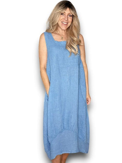 SKY BLUE PLAIN MAXI TANK DRESS