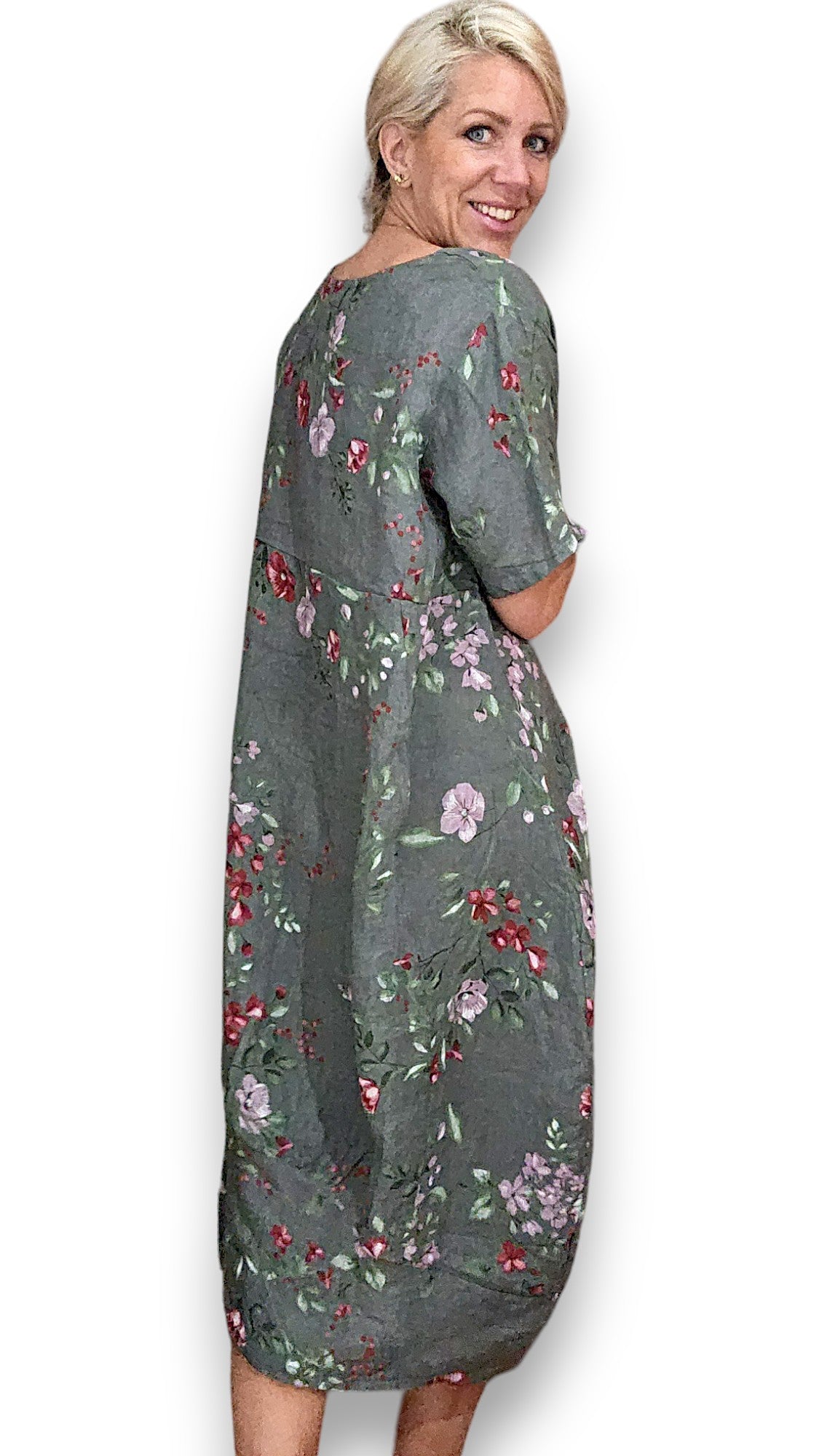 GREY LINGONBERRY MID SLEEVE MAXI DRESS