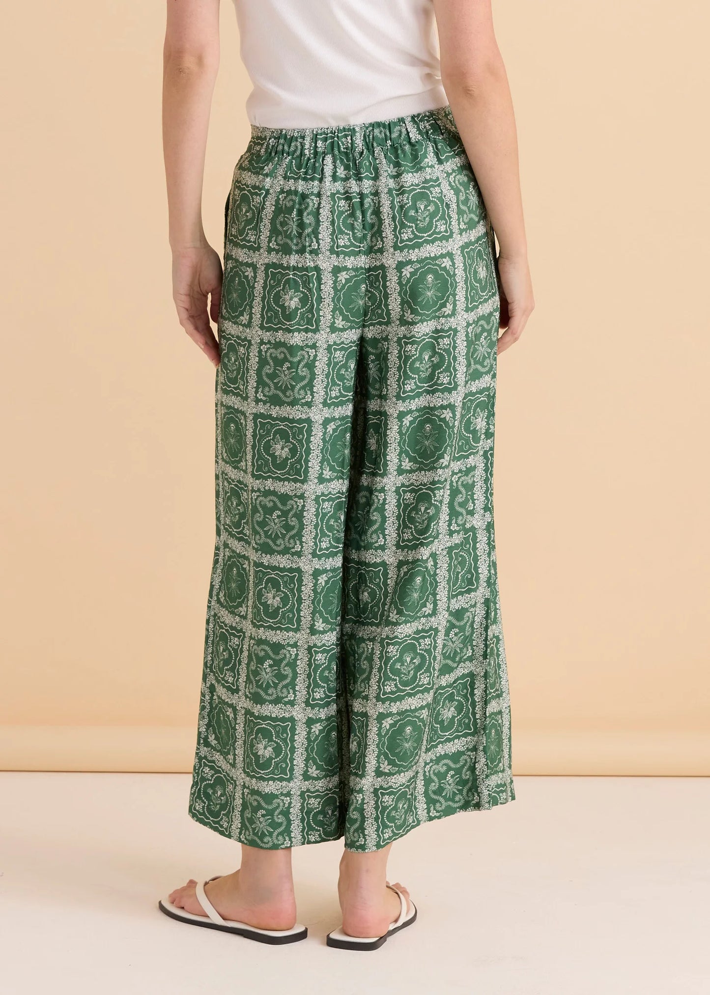 Pearl Palazzo Pant - Floral Tile Print