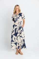 Nova Shirt Dress - Navy Floral Print