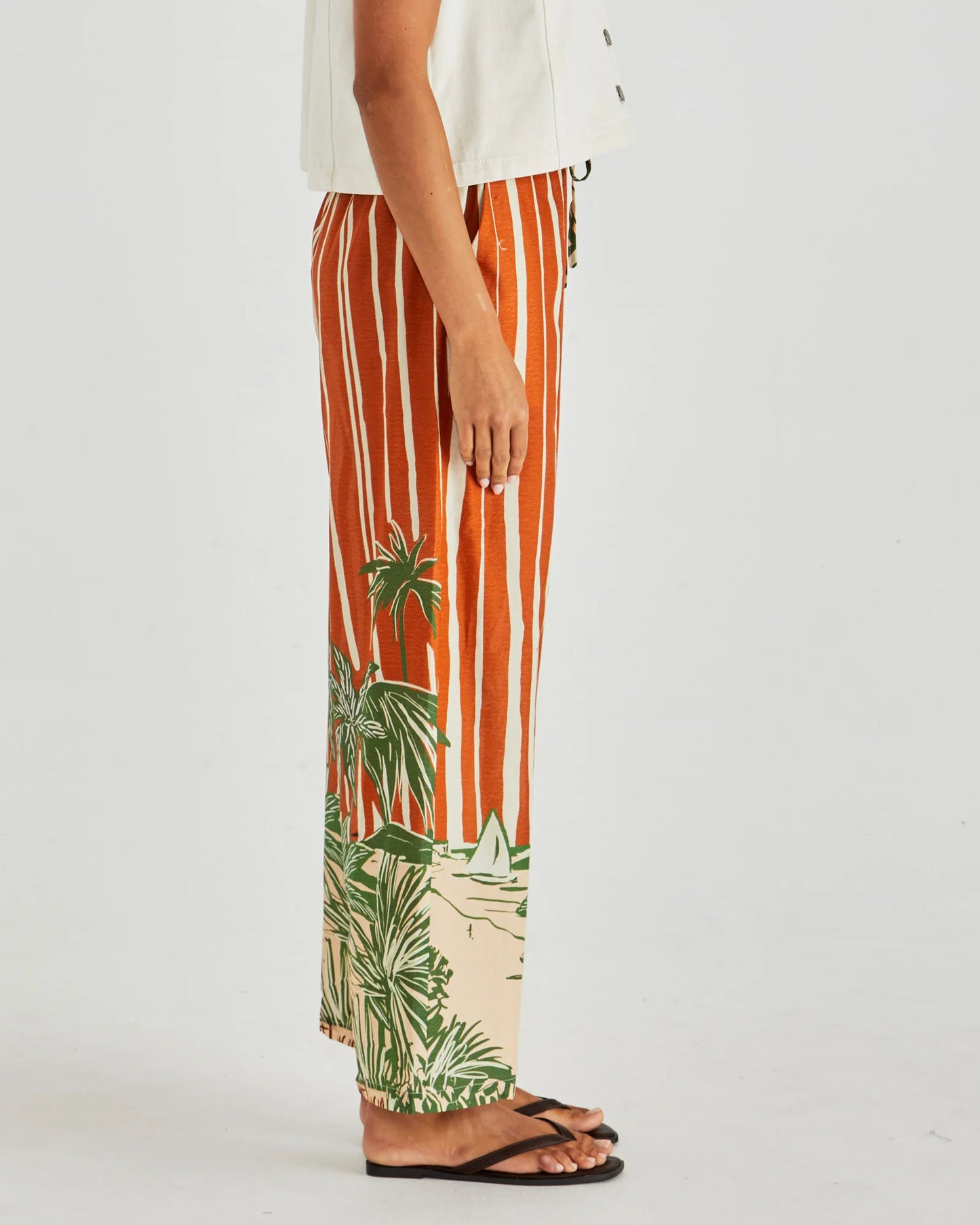 MINA ELASTICATED PANT - PALM STRIPE