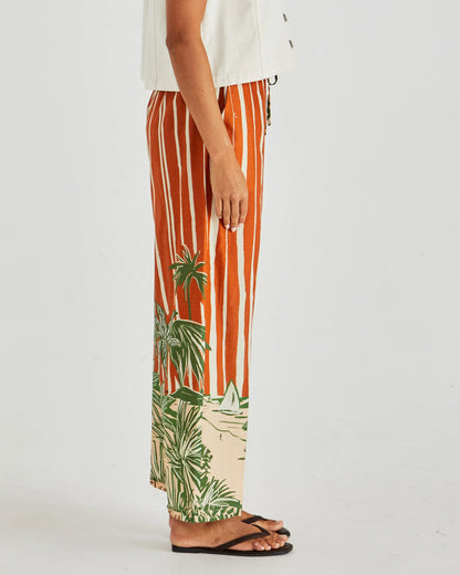 MINA ELASTICATED PANT - PALM STRIPE