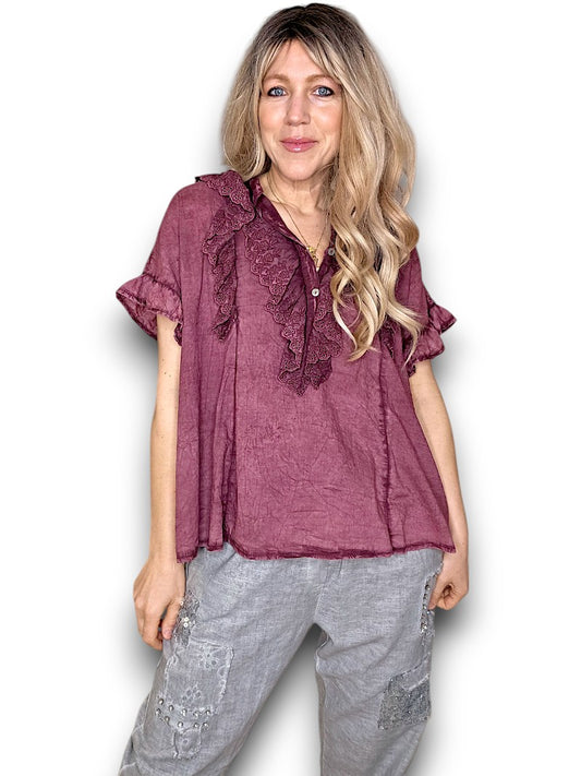 PLUM EYELET TOP
