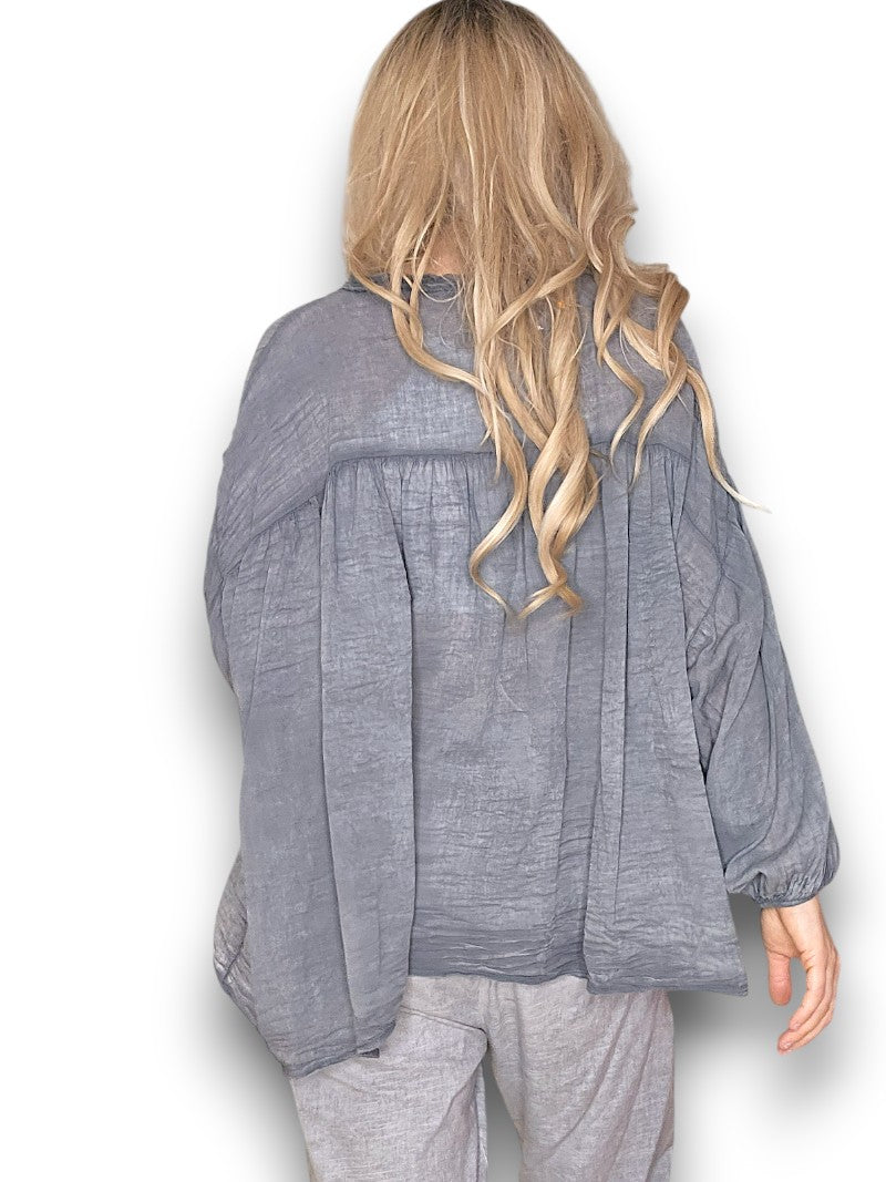 GREY FRILL BALLOON SL TUNIC