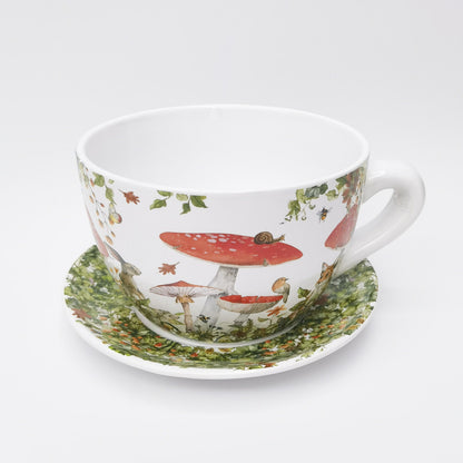 Enchanted Garden Tea Cup Planter Red