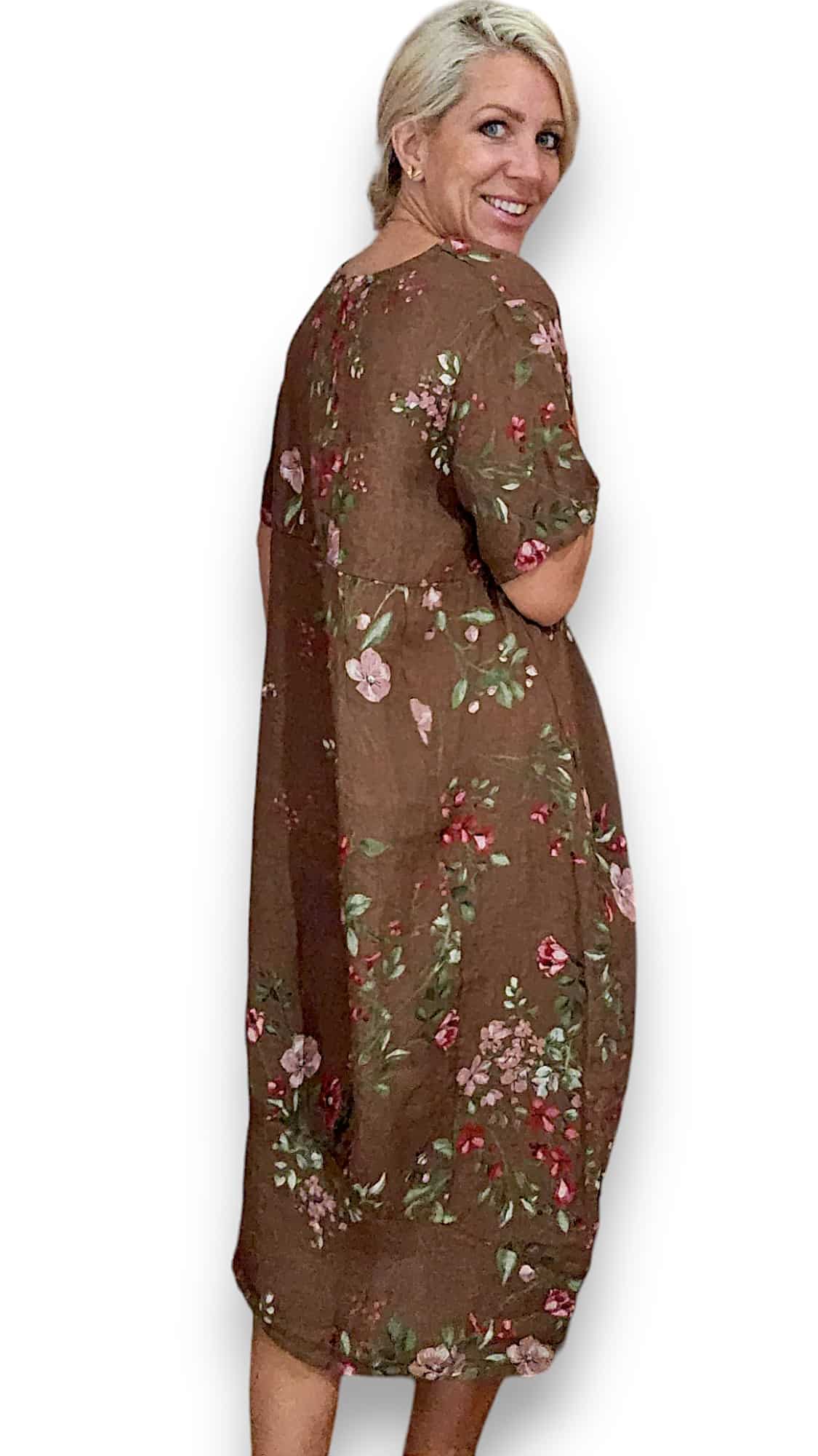 COFFEE LINGONBERRY MID SLEEVE MAXI DRESS