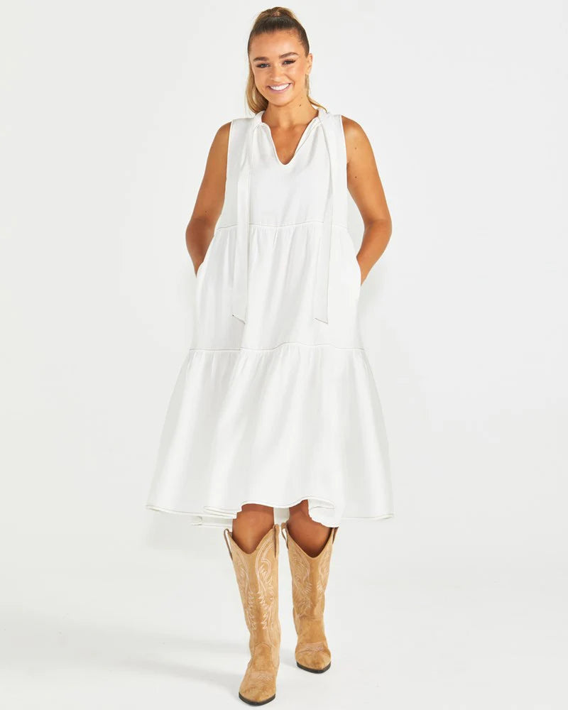 SEVILLE TIERED DRESS - WHITE