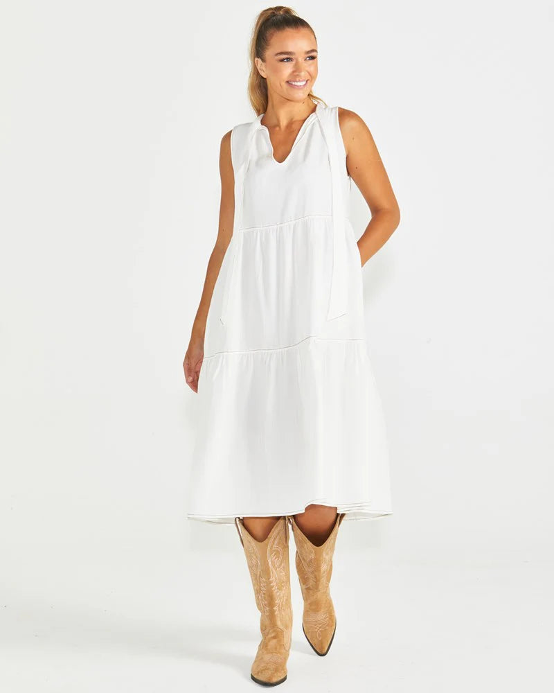 SEVILLE TIERED DRESS - WHITE