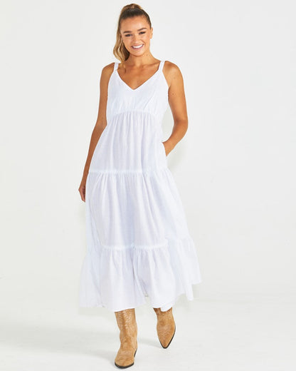 PHILLIPA TIERED MAXI DRESS - WHITE