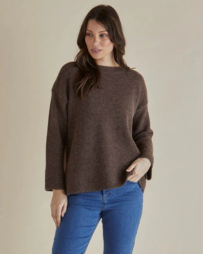 Hendrix Ribbed Long Sleeve Tee - Brown
